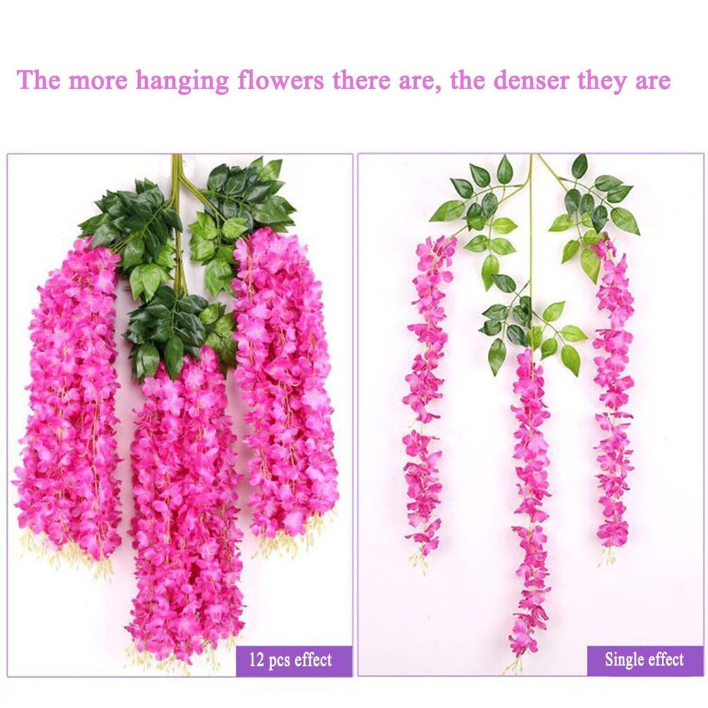 9298 24pcs Wisteria Hanging Flowers,3.6 FT Wisteria,Artificial Wisteria - Picture 3 of 7